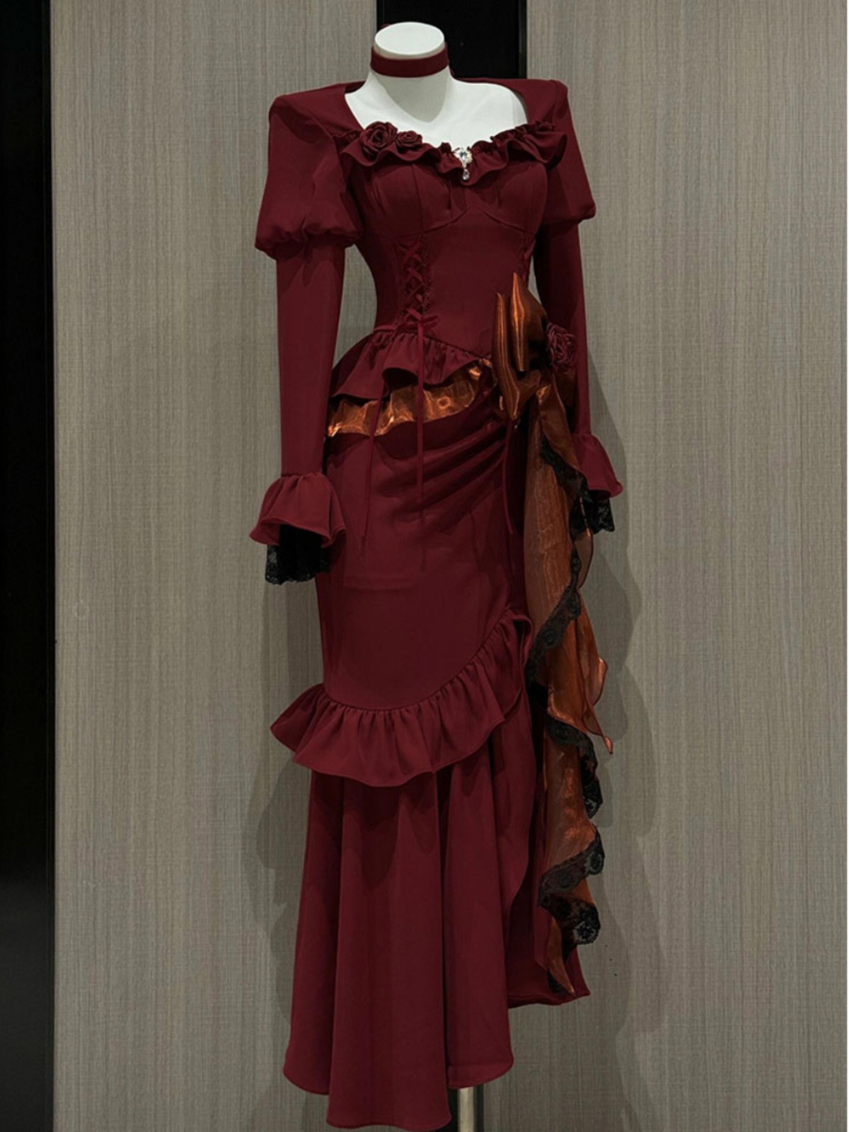 Women'S Red Formal Wear - Spring Red Vintage Dress Women Lace