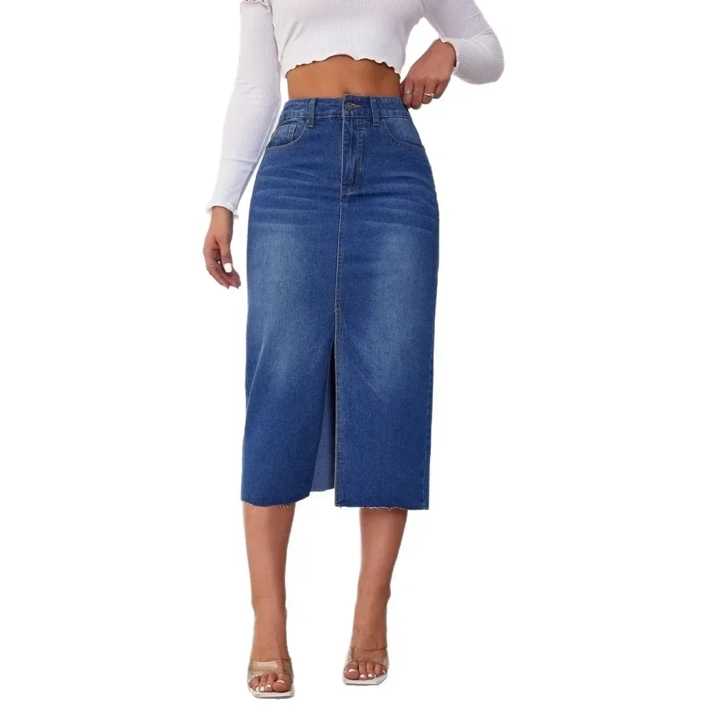 Women  Denim Midi Skirt Split  - đánh giá và giá Formal Skirt