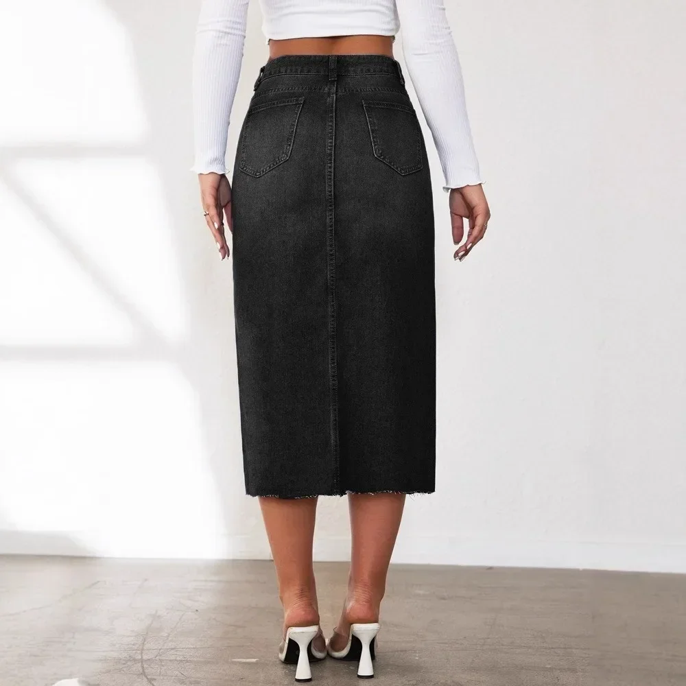 Women  Denim Midi Skirt Split  - đánh giá và giá Formal Skirt